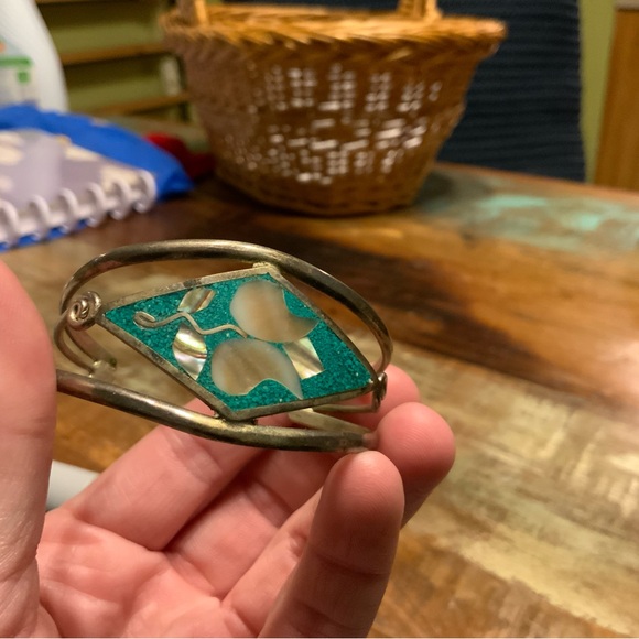 Silver and Teal Women's Bracelet Alpaca Silver - Picture 3 of 6